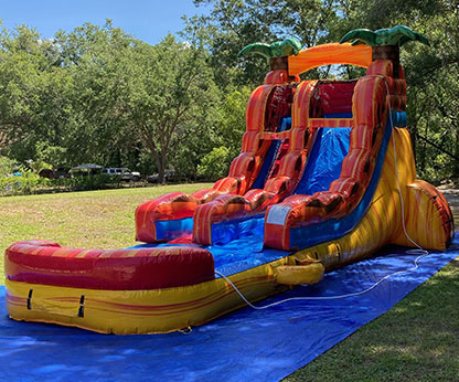 17 Foot Fiesta Fire Inflatable Water Slide With Pool